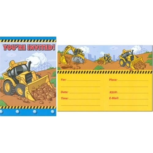 Construction Party Invitations (Pack of 8)