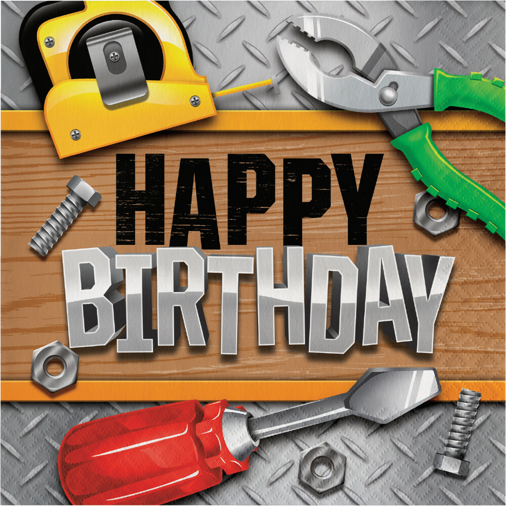 Handyman Happy Birthday Large Napkins / Serviettes (Pack of 16)