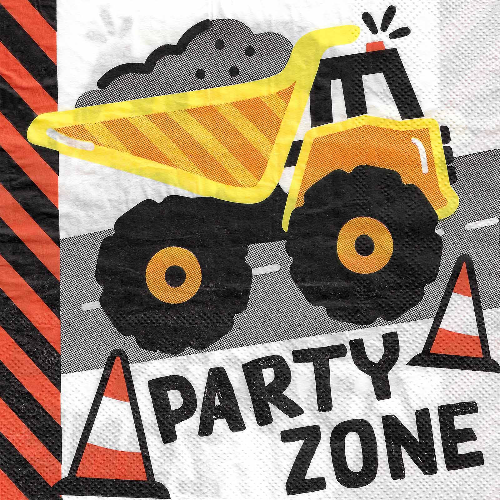 Construction Party Zone Large Napkins / Serviettes (Pack of 20)