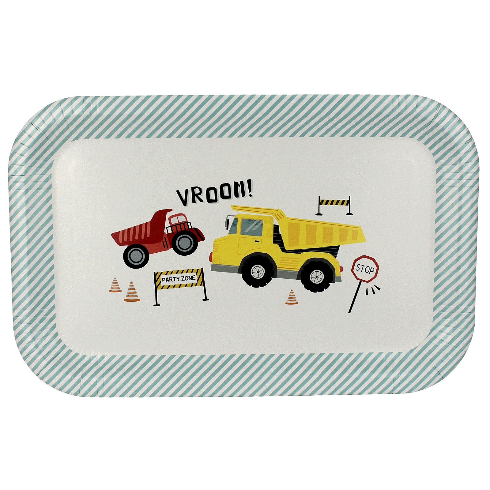 Construction Road Works Rectangular Paper Platters (Pack of 6) 