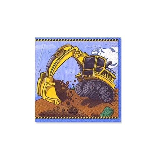 Construction Small Napkins / Serviettes (Pack of 16)