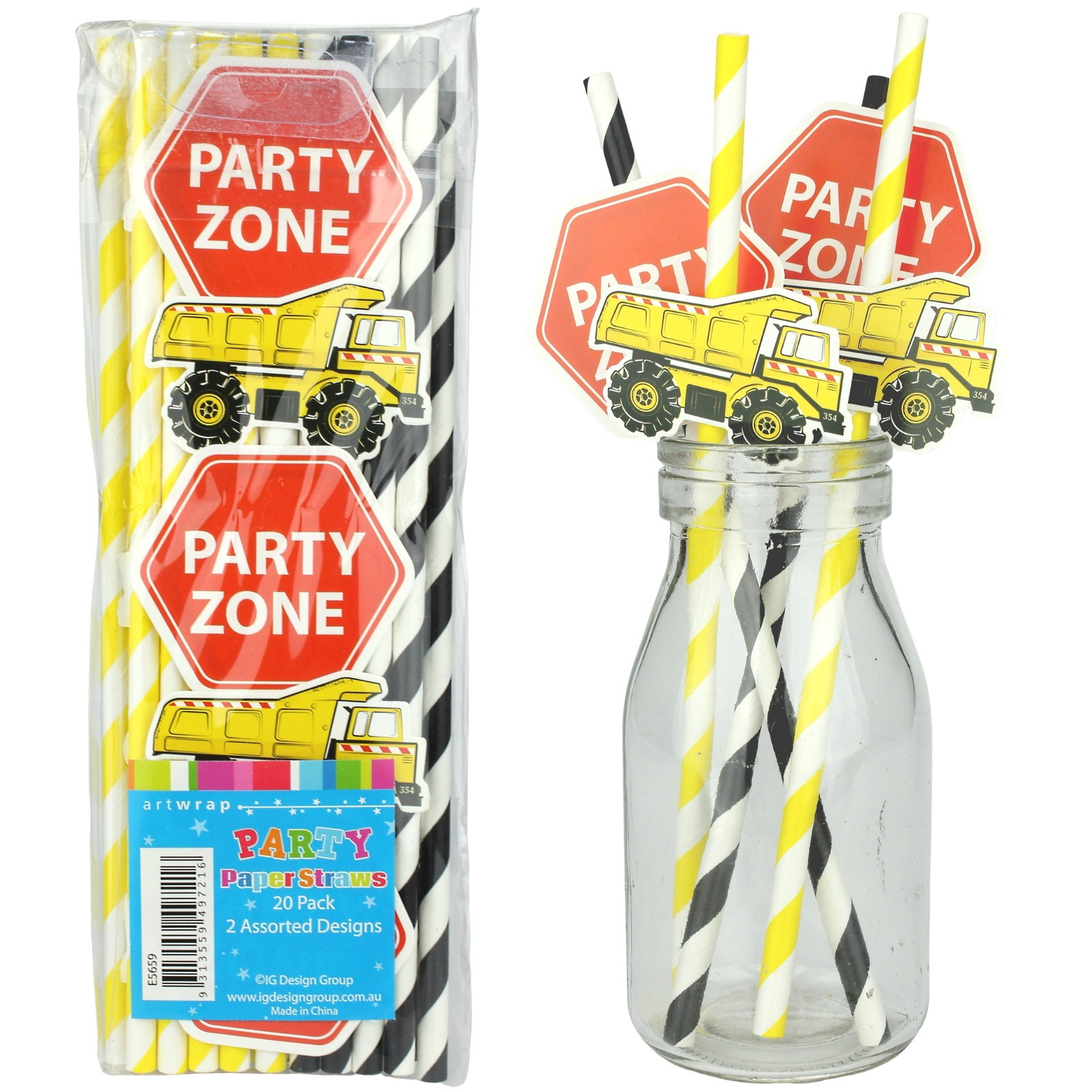 Construction Trucks Paper Straws (Pack of 20)