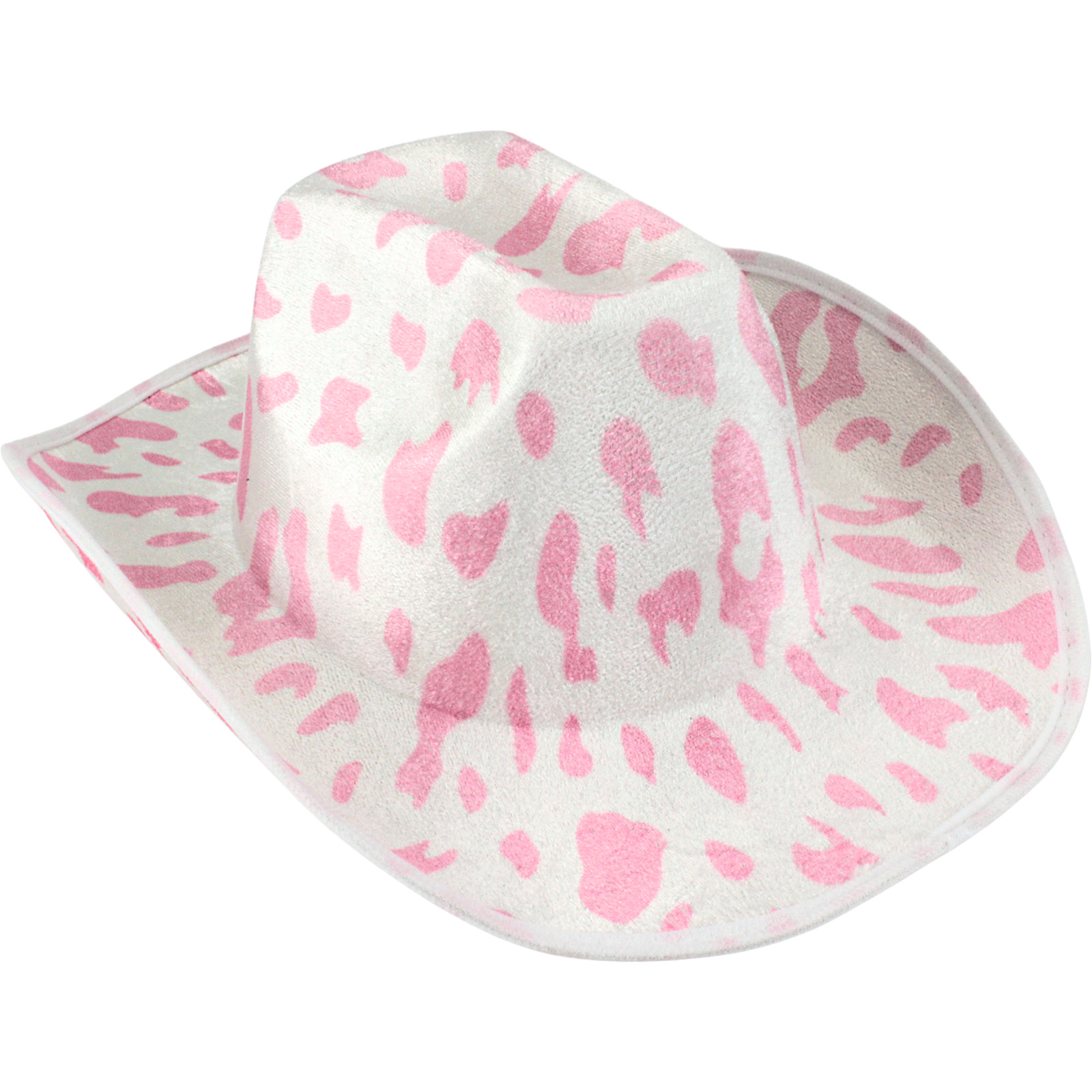 Pink Cow Print Velour Cowboy Hat