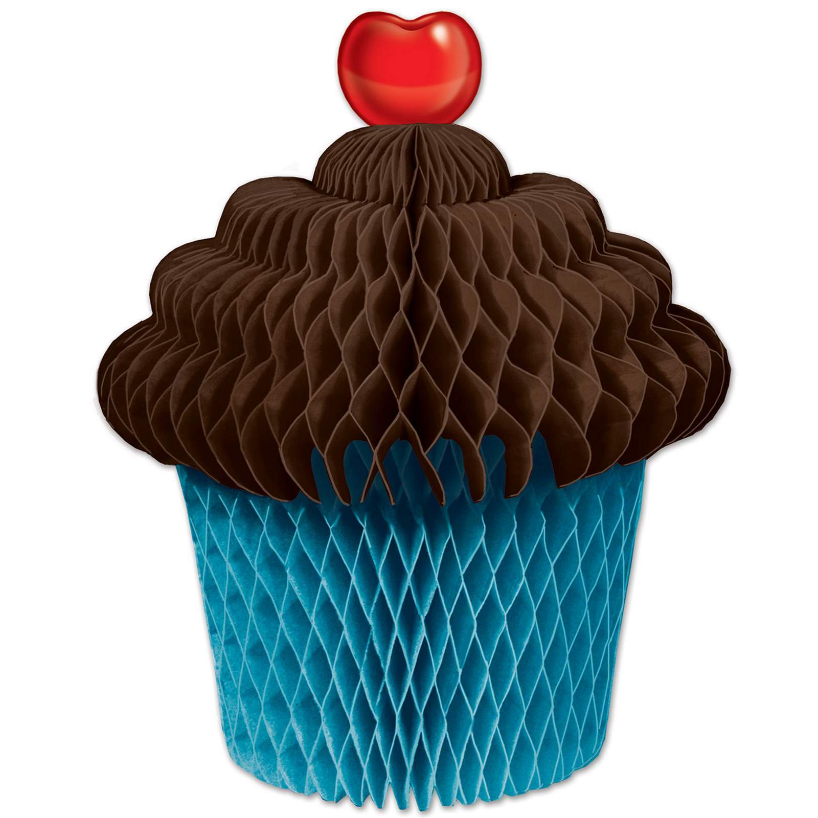 Brown and Blue Tissue Cupcake Centrepiece