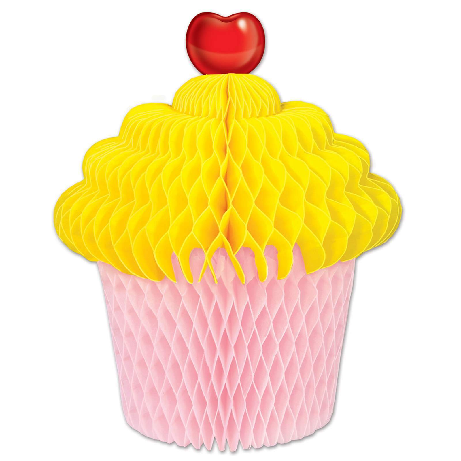 Yellow and Pink Tissue Cupcake Centrepiece