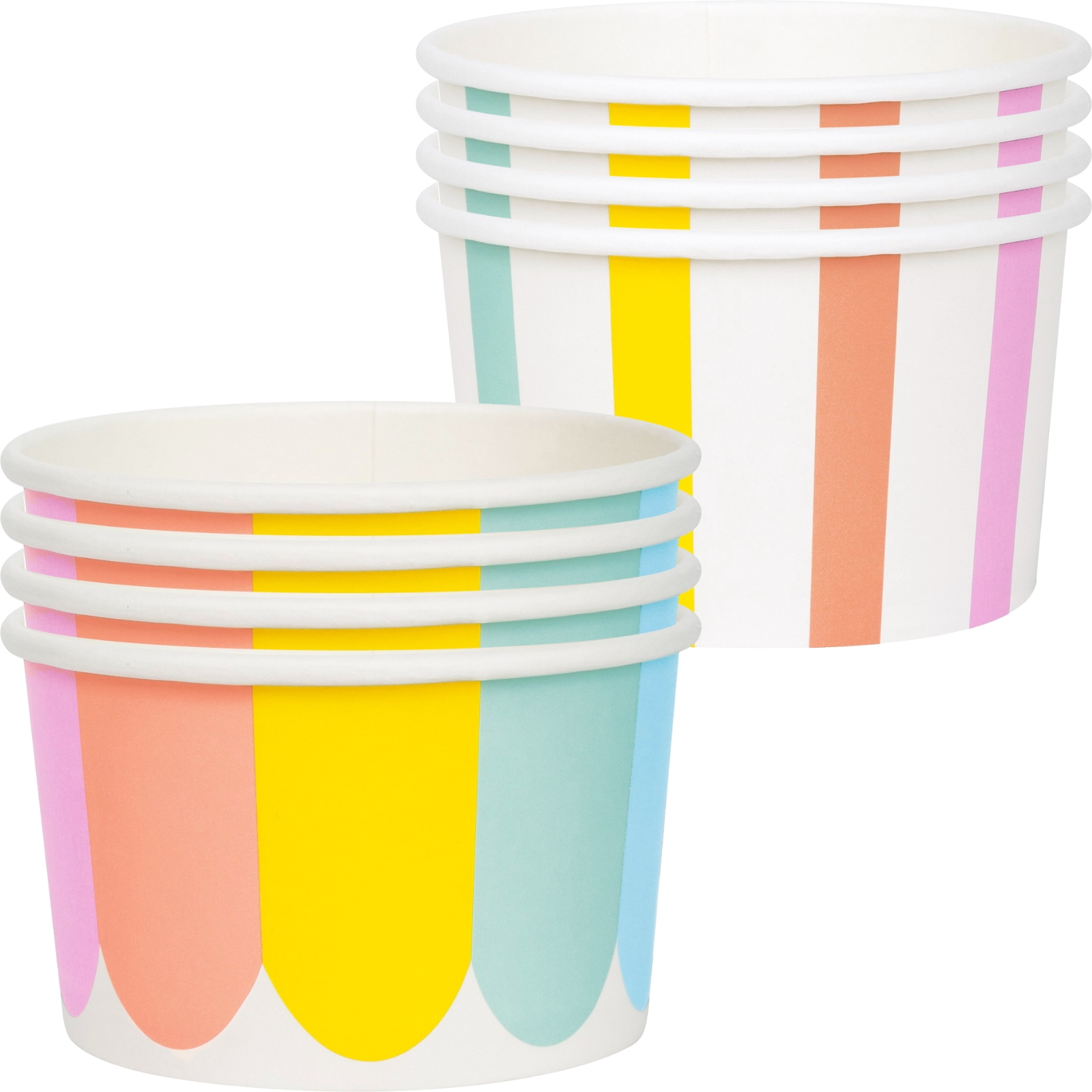 Pastel Striped & Scalloped Paper Treat Cups (Pack of 8) 