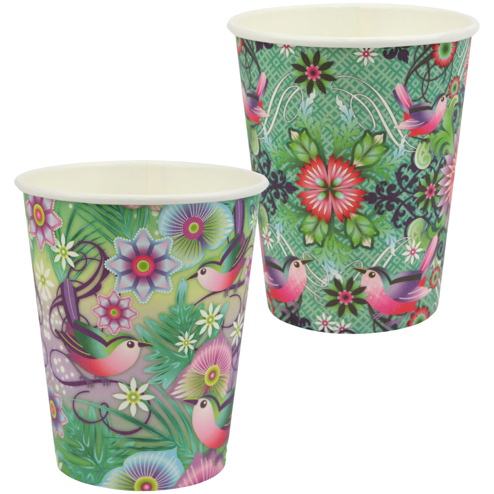 Catalina Bird Paper Cups Green & White (Pack of 8) 