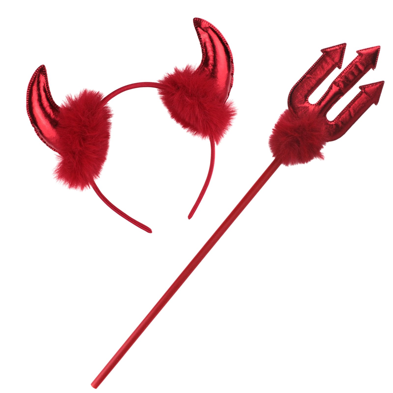 Metallic Red Devil Trident and Headband Set