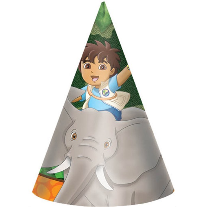 Go Diego Go Party Hats (Pack of 8)