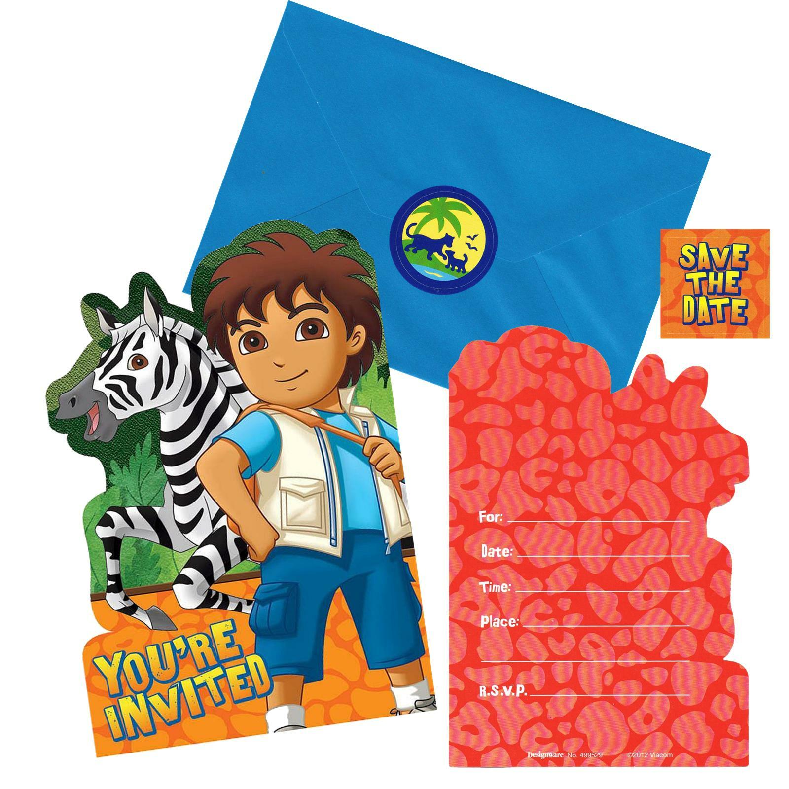 Go Diego Go Party Invitations (Pack of 8)