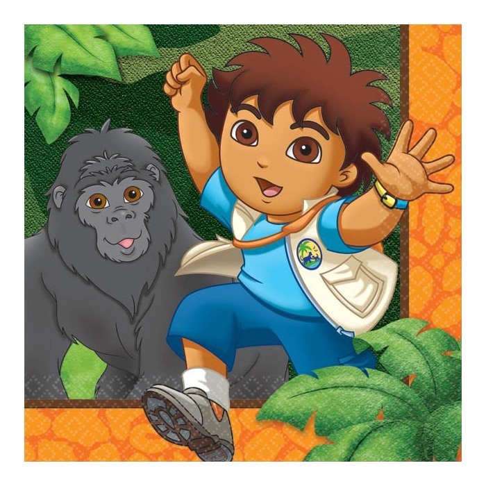 Go Diego Go Small Napkins / Serviettes (Pack of 16)