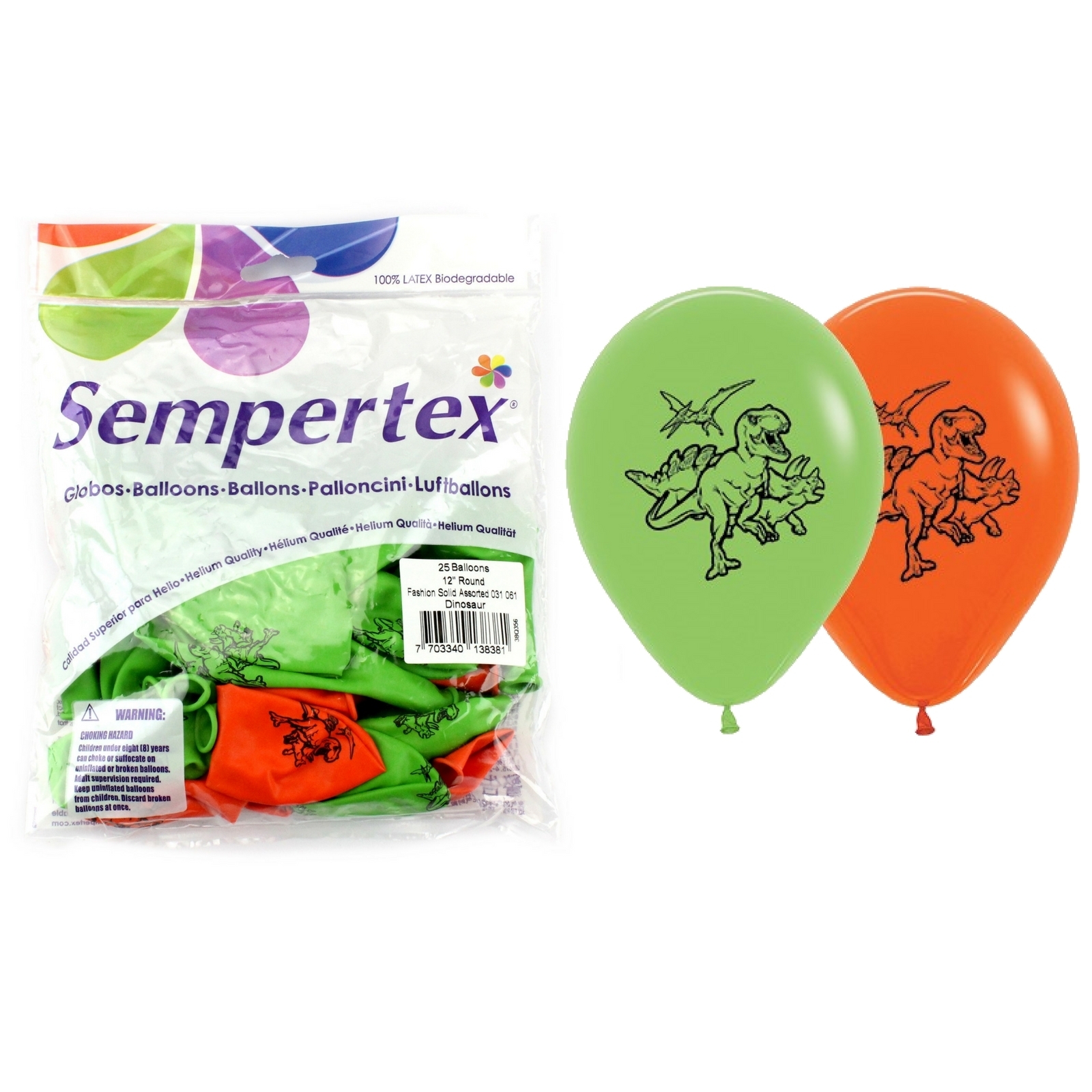 Sempertex Assorted Dinosaur Balloons (Pack of 25)