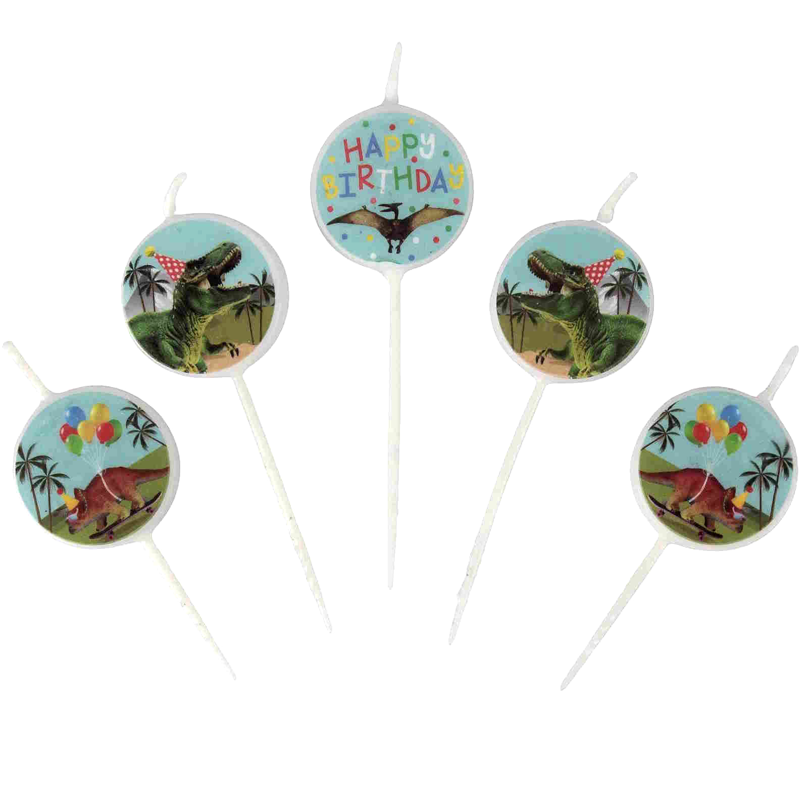 Dinosaur Birthday Party Cake Candles (Set of 5)