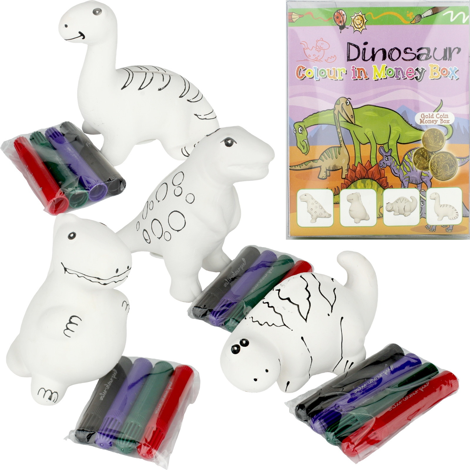 Dinosaur Colour Your Own Money Box Dinosaur Party Supplies Boys Birthday Party Supplies