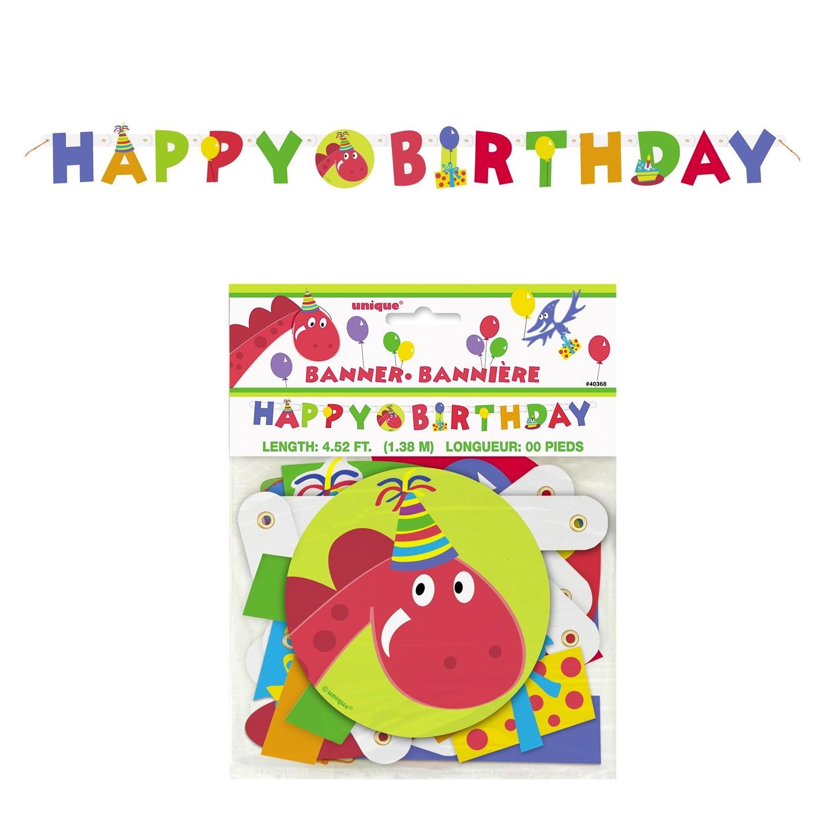 Dino Party Happy Birthday Banner