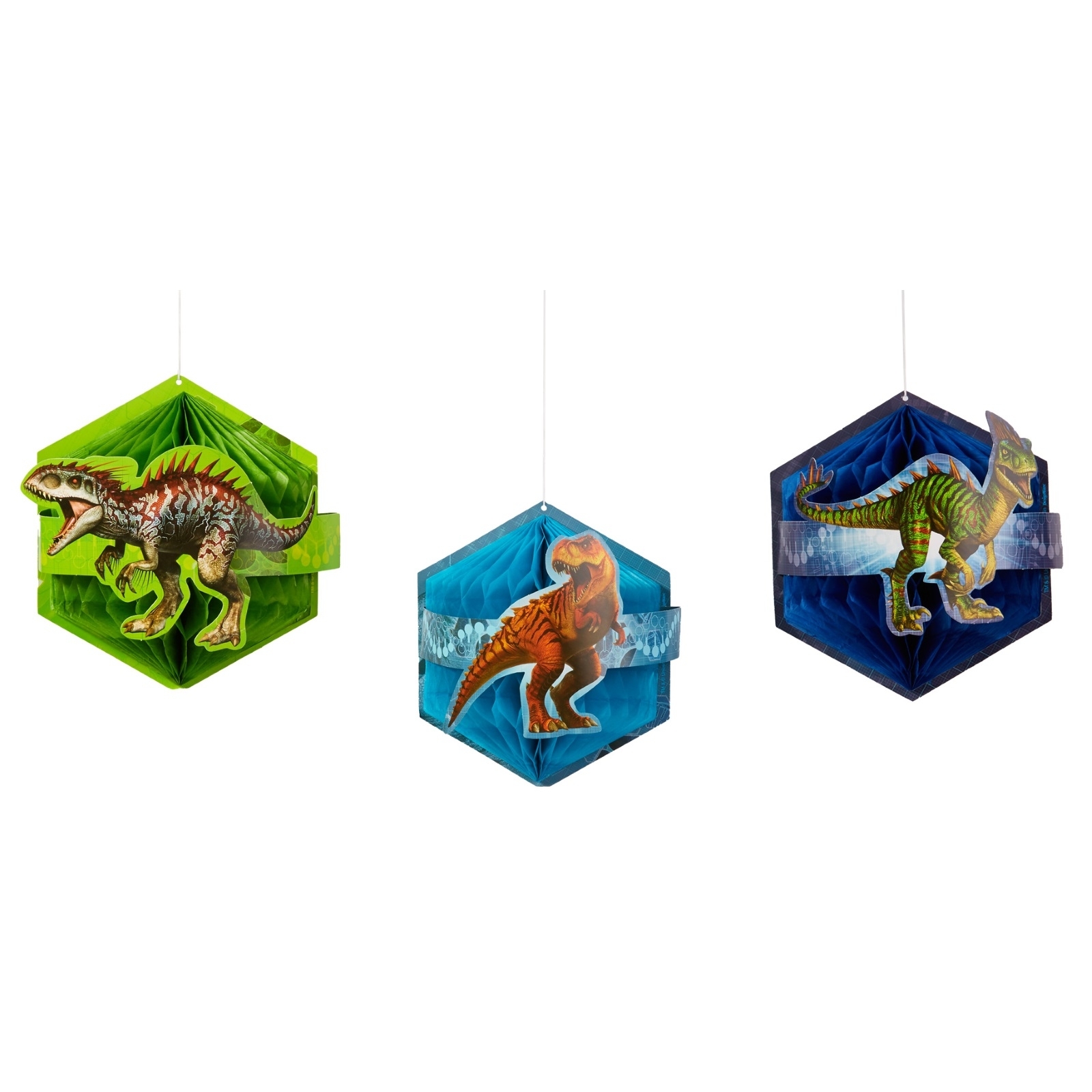 Jurassic World Honeycomb Decorations (Pack of 3)