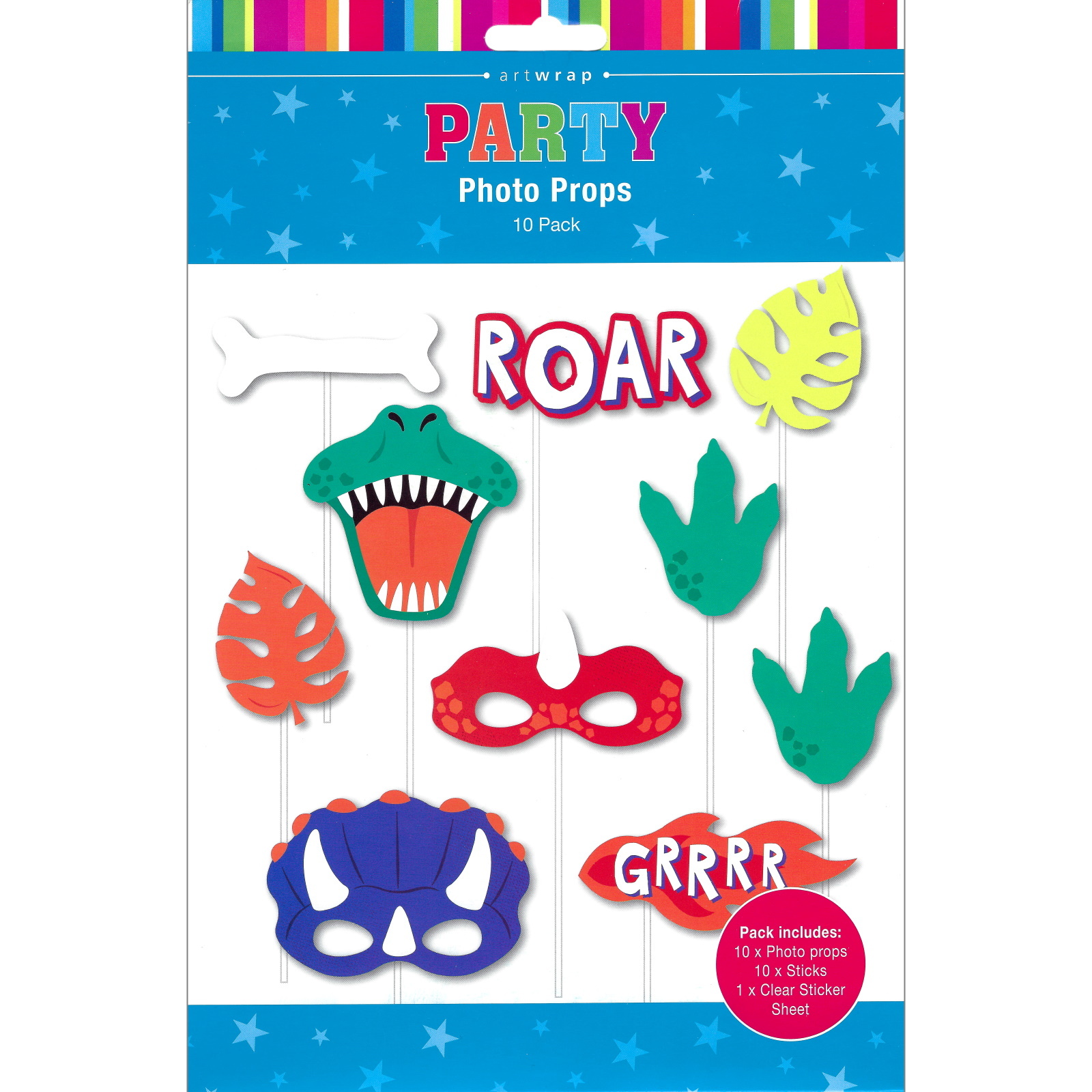 Dino Roar Photo Booth Props (Pack of 10)