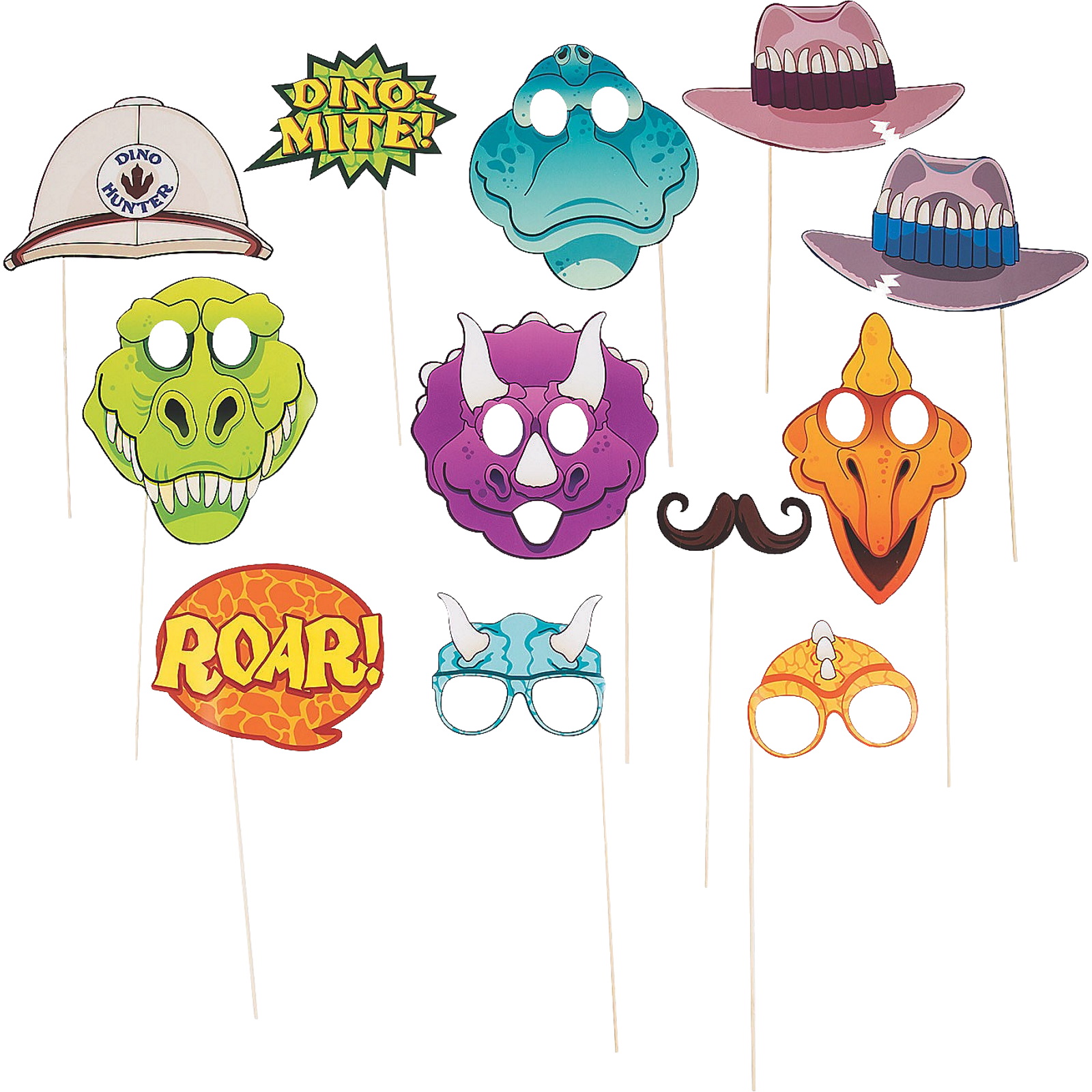 Dinosaur Photo Booth Props (Pack of 12) 