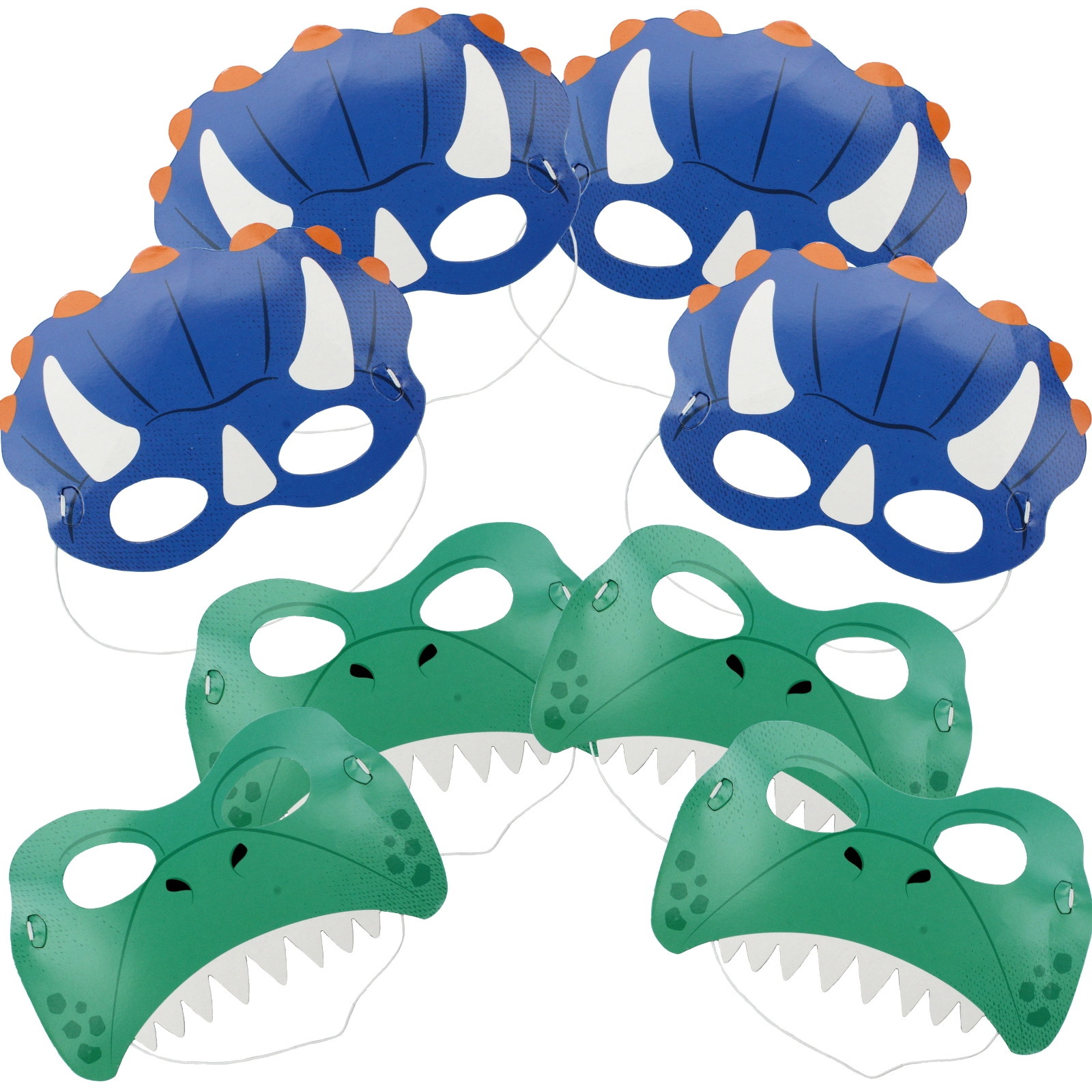 Dino Roar Cardboard Masks (Pack of 8)