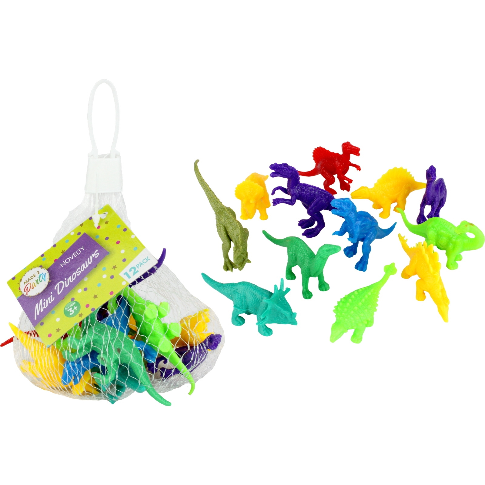 Bright Dinosaur Plastic Toys (Pack of 12)
