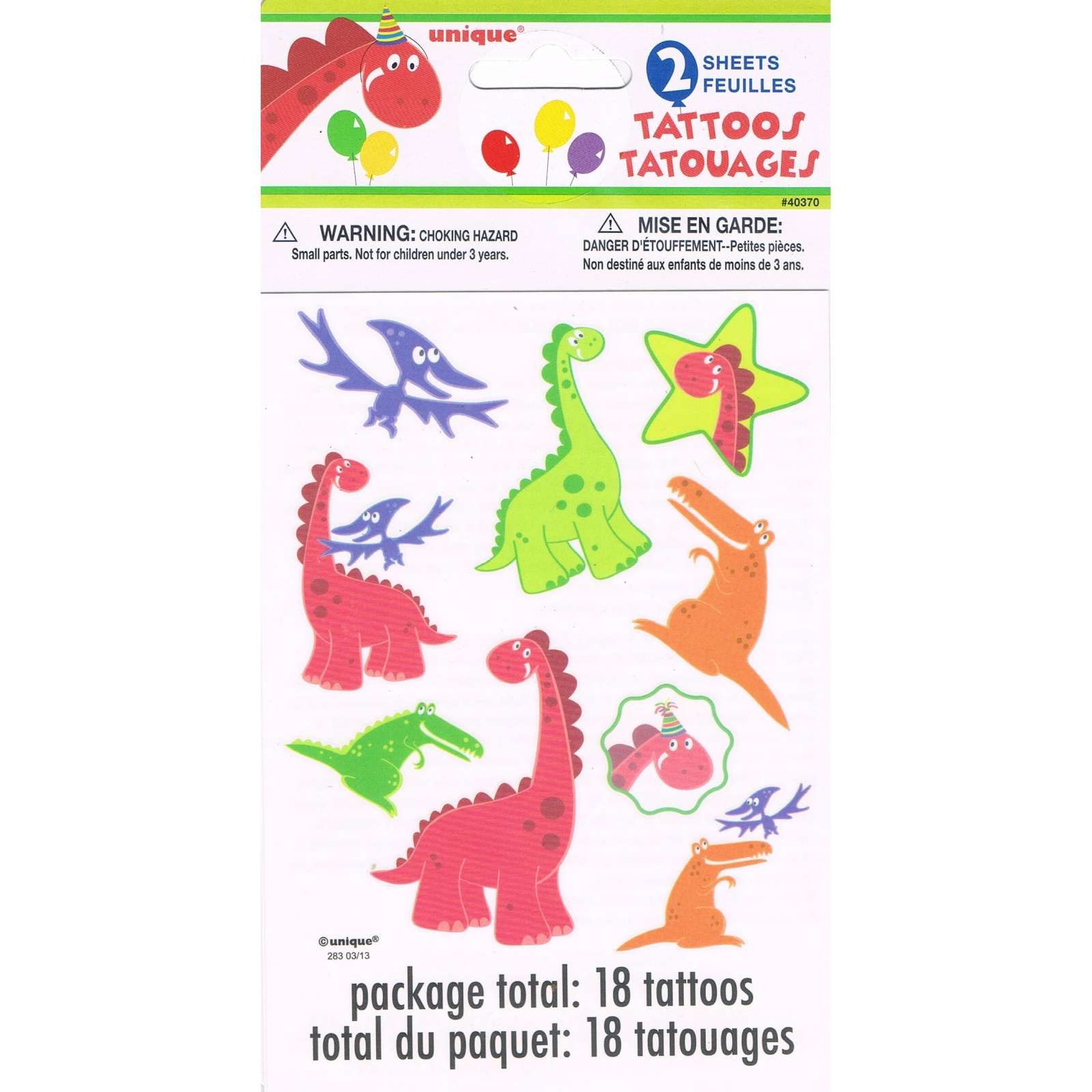 Dino Party Tattoos (2 Sheets)