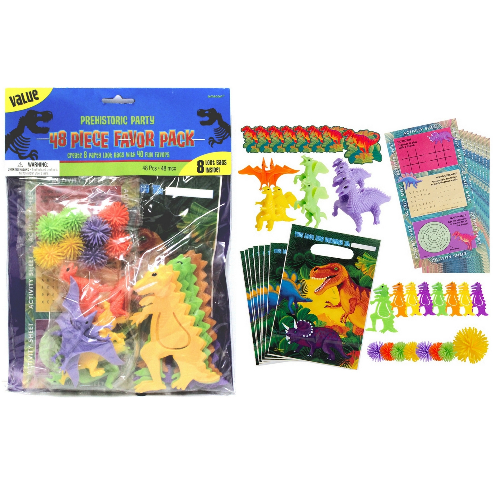 Dinosaur Prehistoric Mega Value Favour Pack (48 Pieces)