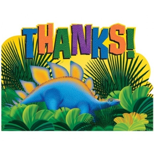 Dinosaur Prehistoric Party Thank You Cards (Pack of 8)