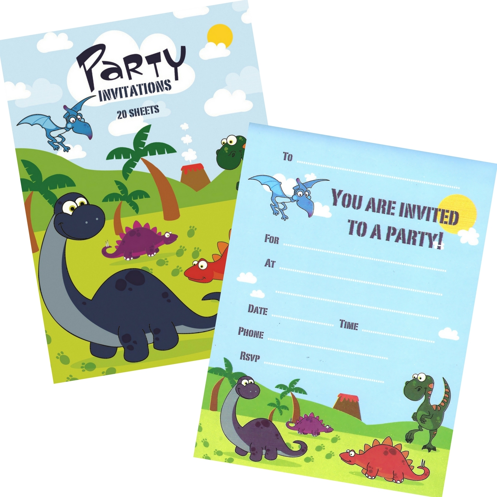 Dinosaur Party Invitation Pad (20 Sheets)