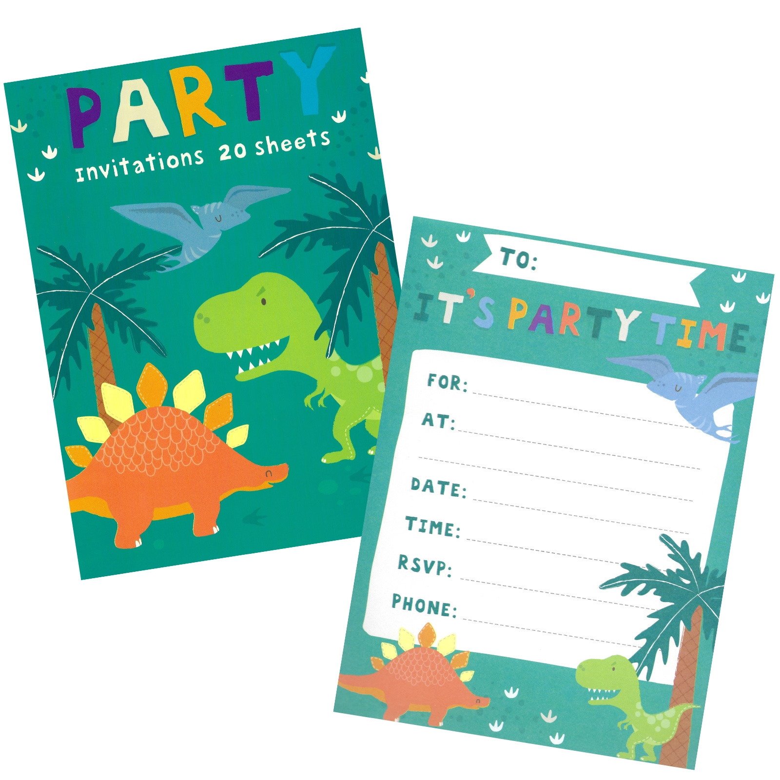 Dino Party Invitation Pad (20 Sheets)