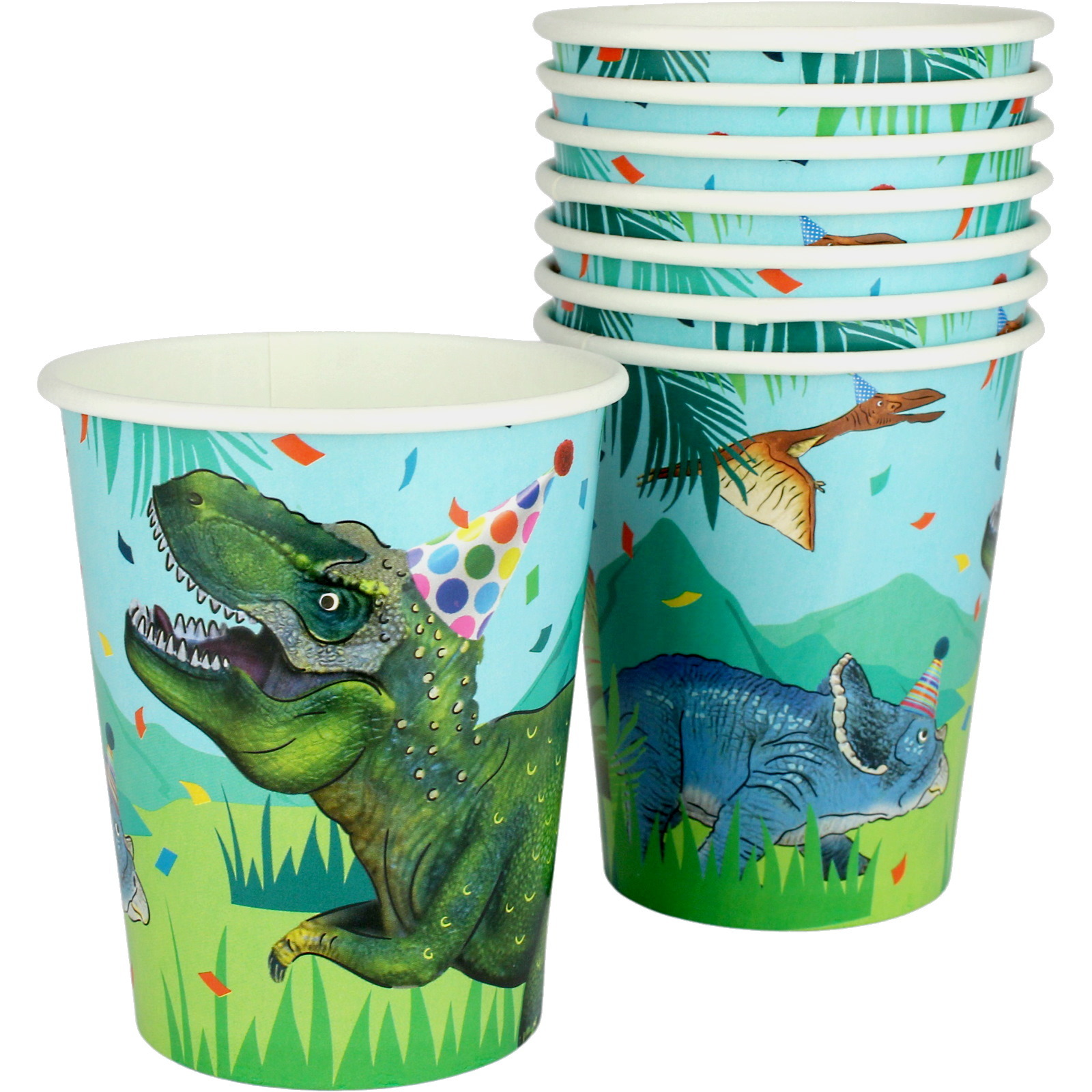 Dinosaur Fun Paper Cups (Pack of 8) - Discount Party Supplies