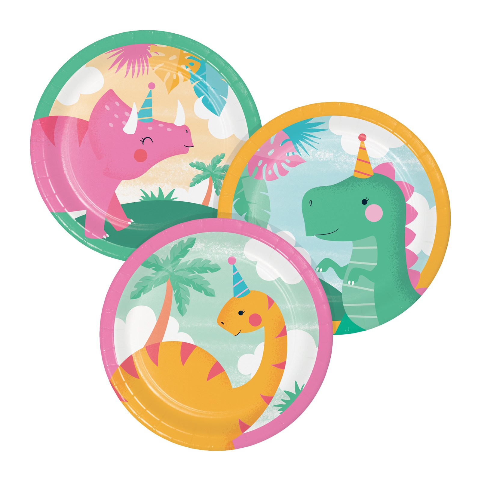 Girl Dino Party Small Paper Plates
