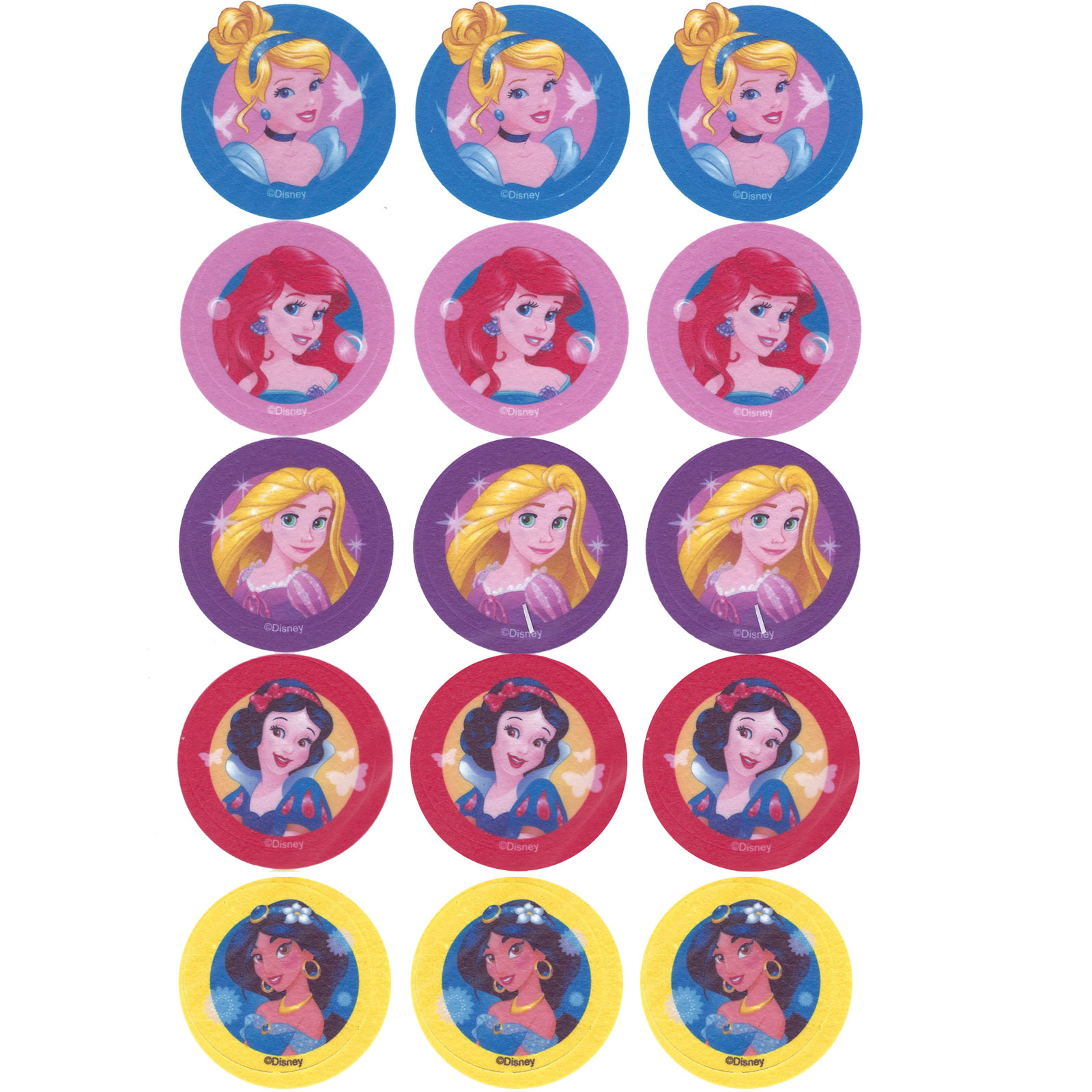 Disney Princess Edible Icing Cupcake Decorations (Pack of 15)
