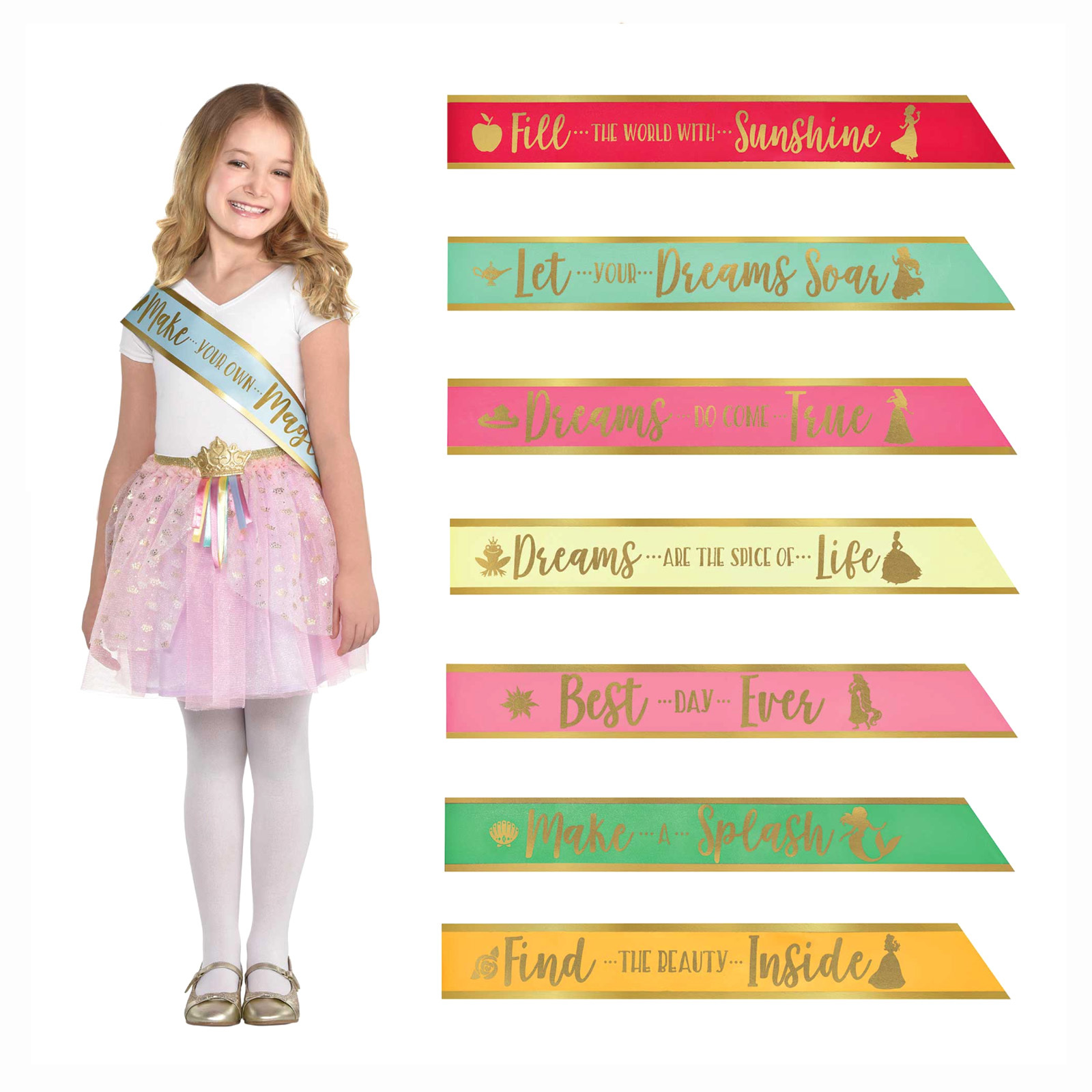 Disney Princess Once Upon A Time Birthday Sash Set (Pack of 8)