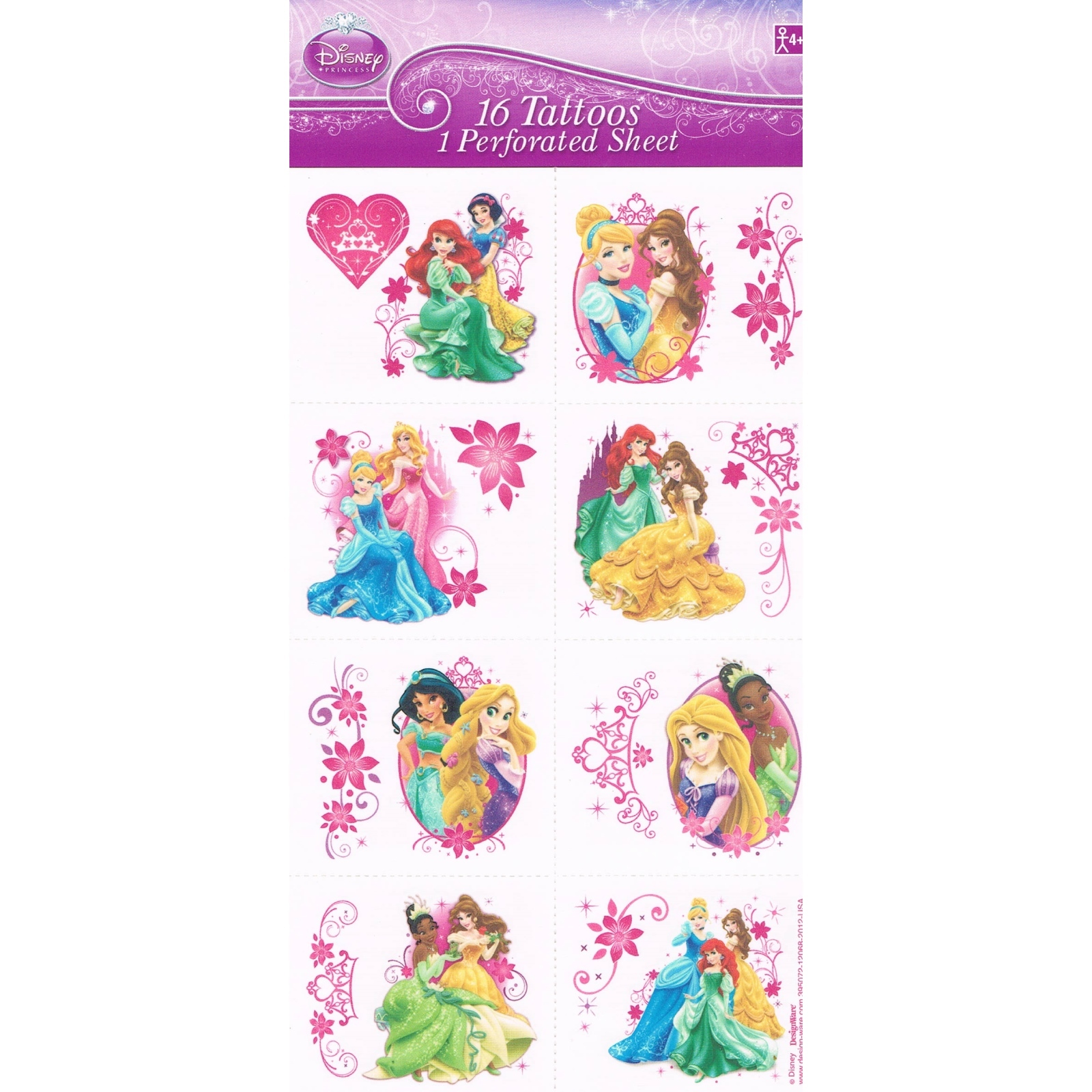 Disney Princess Sparkle Tattoos (1 Sheet)