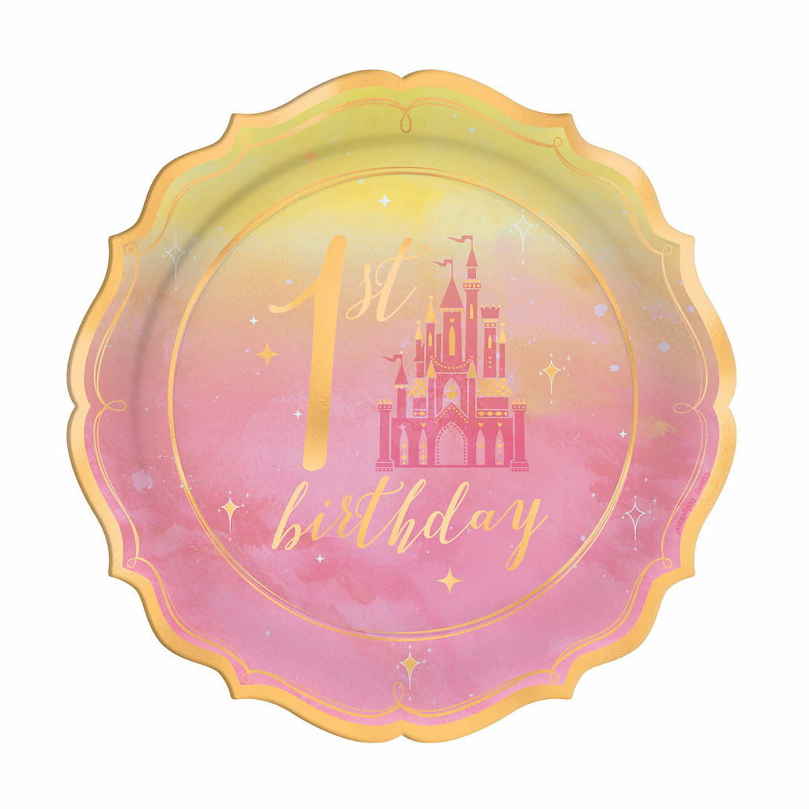 Disney Princess Once Upon A Time 1st Birthday Small Paper Plates (Pack of 8)