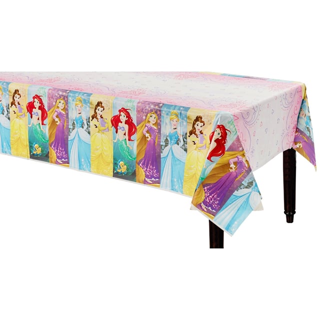 Magical Princess Plastic Tablecloth - 84x54 Inch Disposable Party Table Cover With Unicorns & Castles