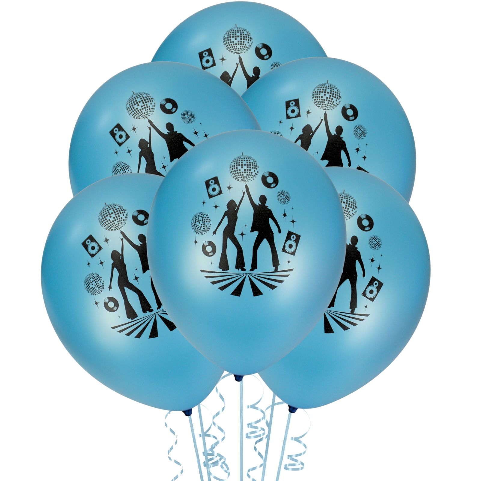Neon Blue Disco Balloons (Pack of 6)