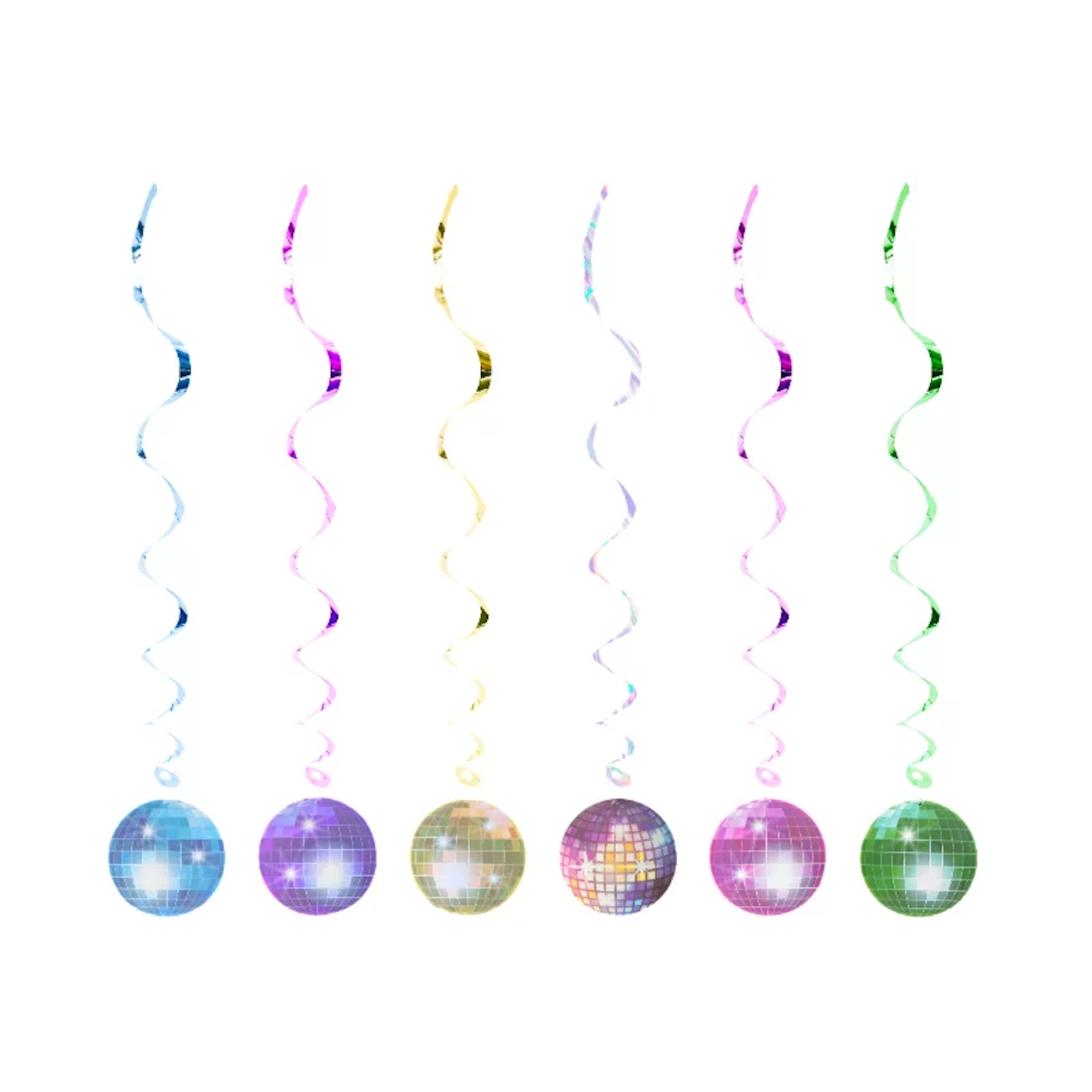 Multicoloured Disco Ball Swirl Decorations (Pack of 6) 
