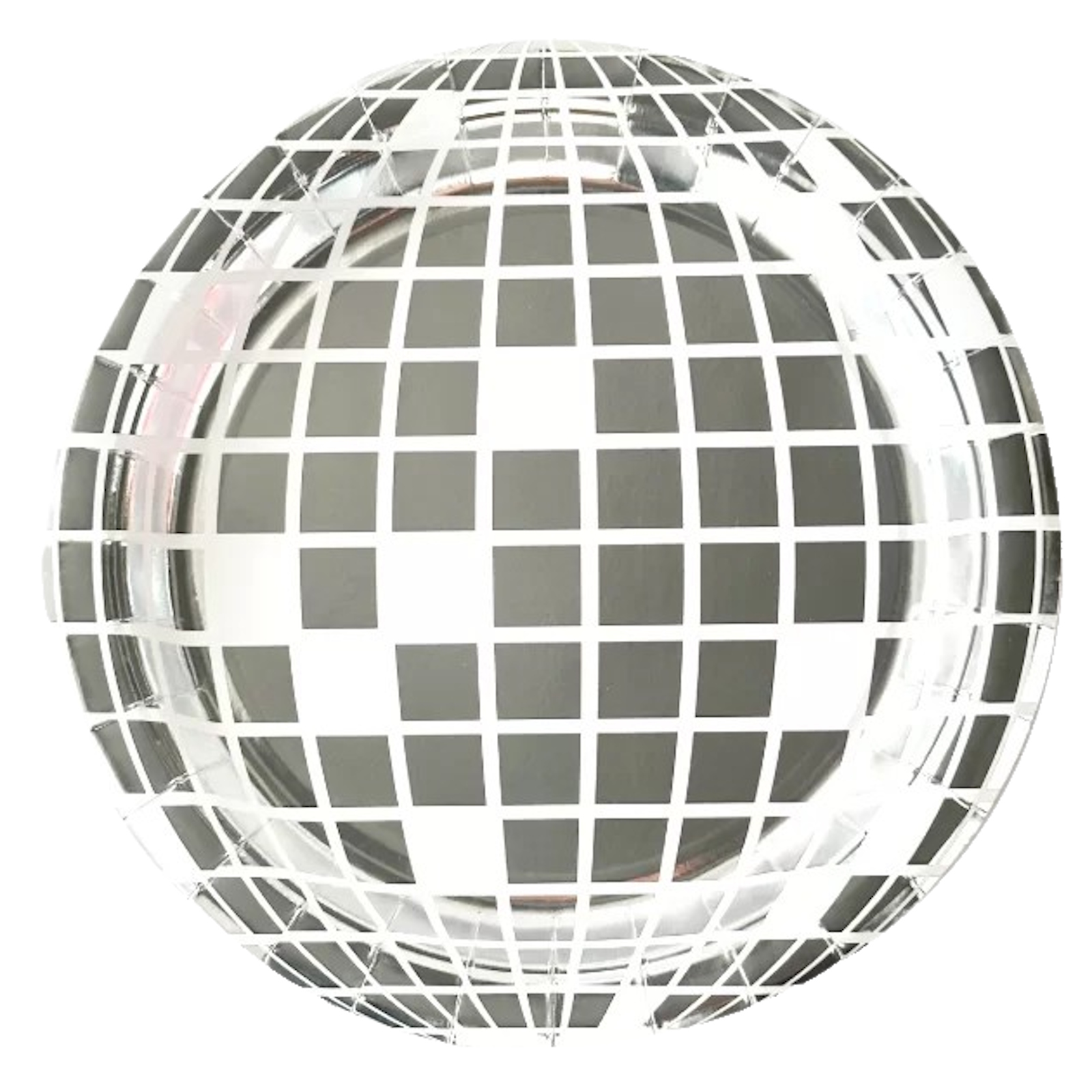 Silver Disco Ball Paper Plates 22.5cm (Pack of 8)