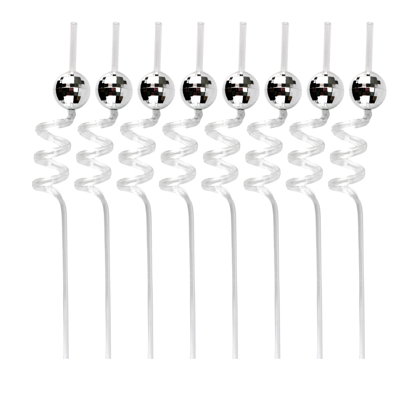 Disco Ball Curly Straws (Pack of 8)