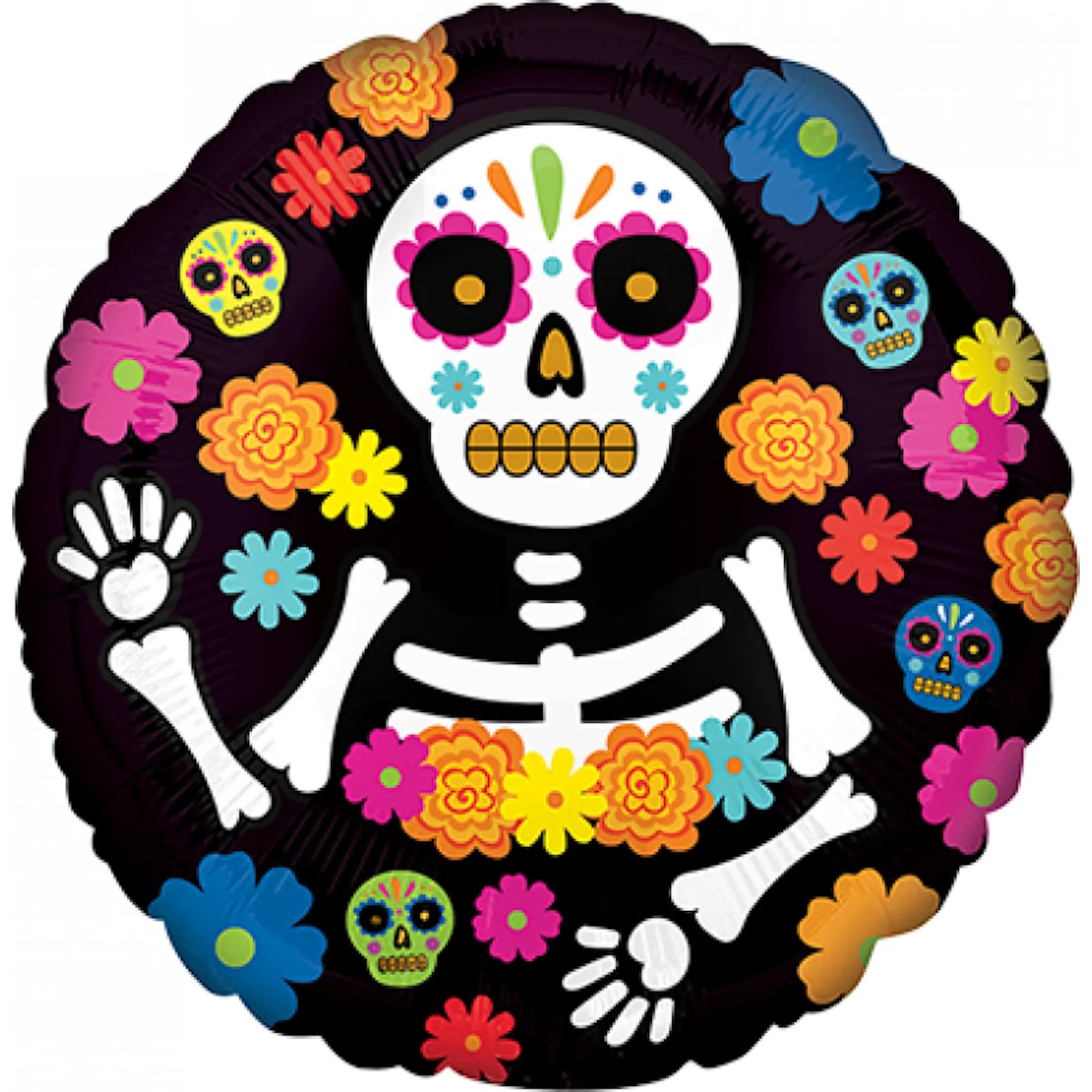 Standard HX 45cm Day of the Dead Skeleton Foil Balloon