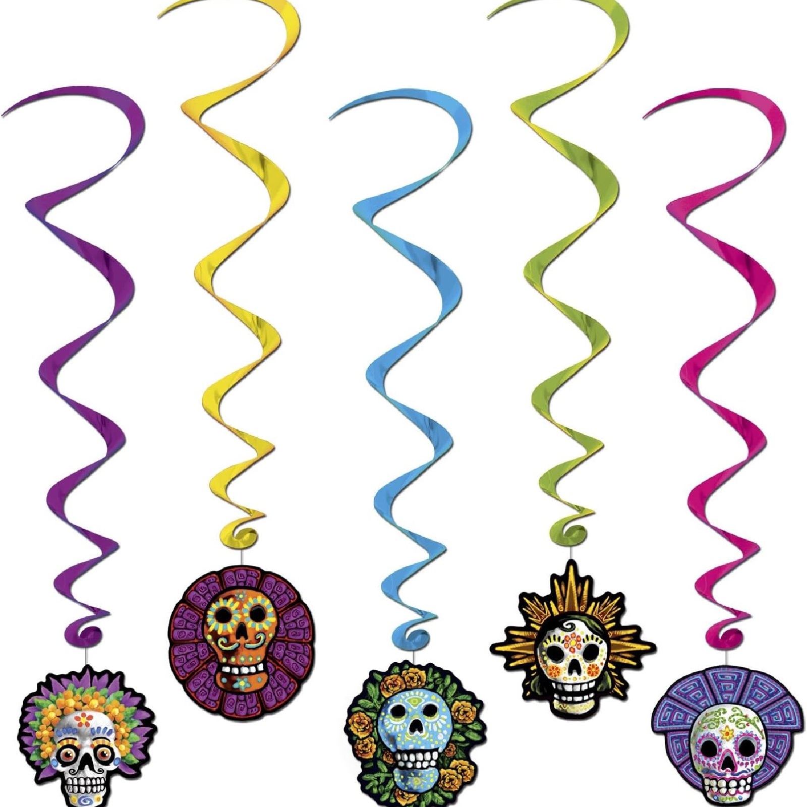 Day Of The Dead Swirl Decorations (Pack of 5)