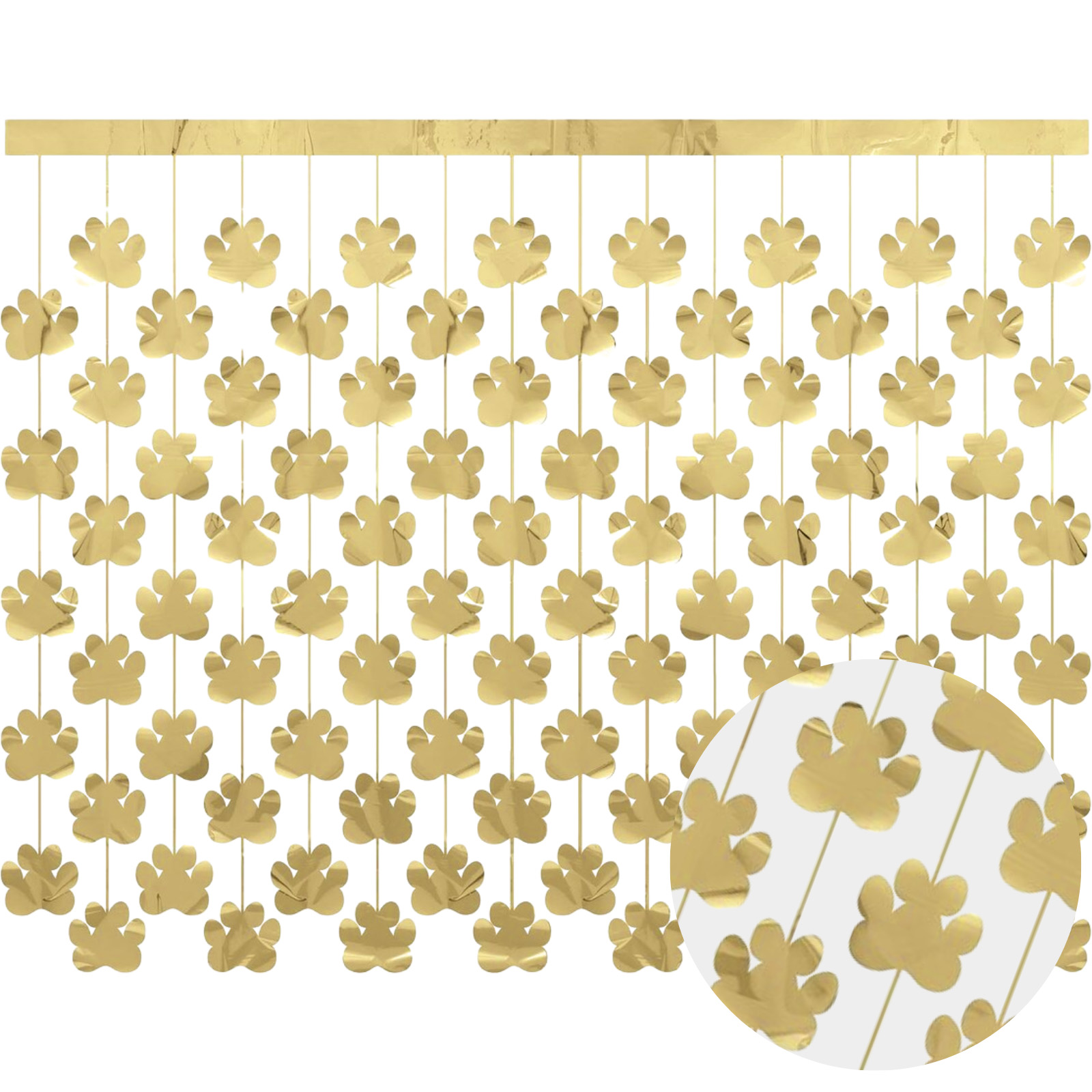 Metallic Gold Paw Print Foil Backdrop Curtain 152cm x 121cm