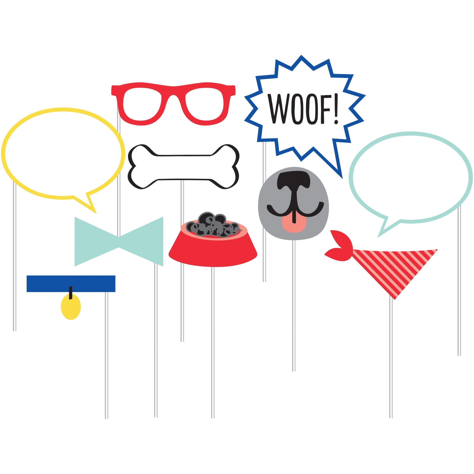 Dog Party Birthday Photo Booth Prop Set (Pack of 10)