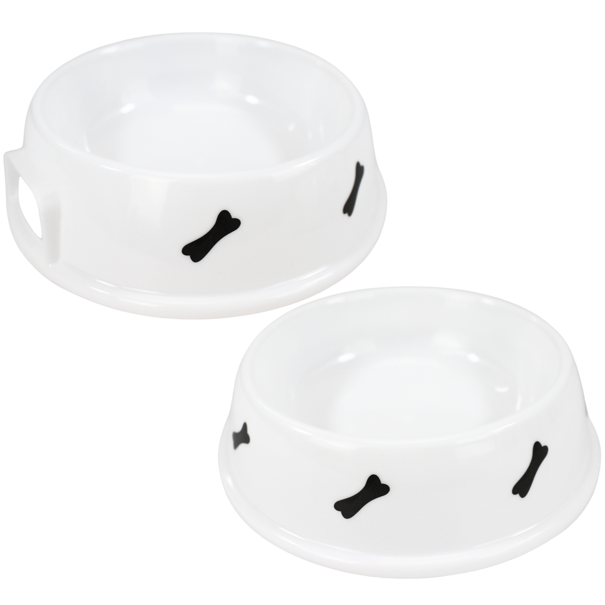White Plastic Dog Bone Snack Bowls (Pack of 2)