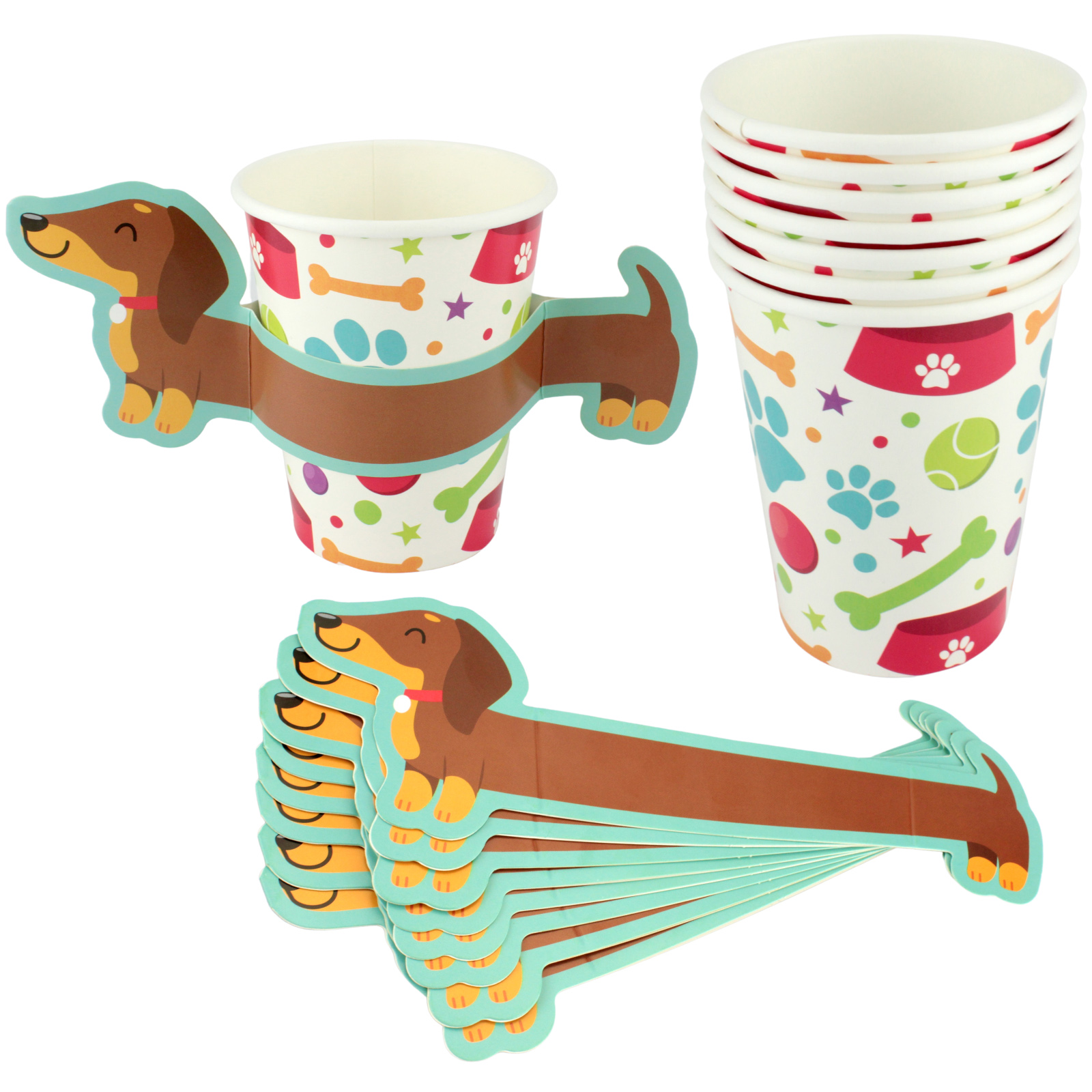 Doggy Pals Party Wrap Paper Cups (Pack of 8)