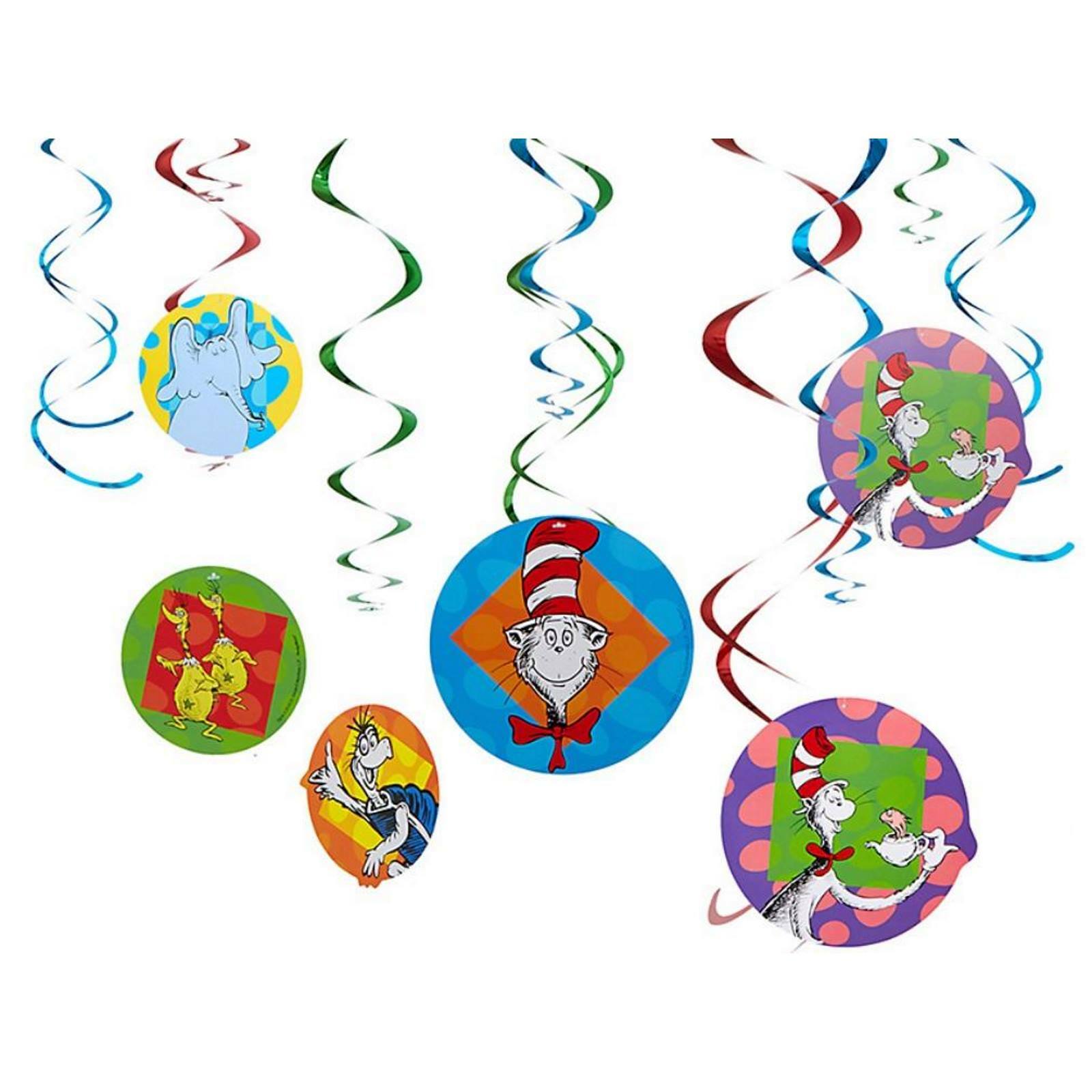 Dr Seuss Swirl Decorations (Pack of 12)