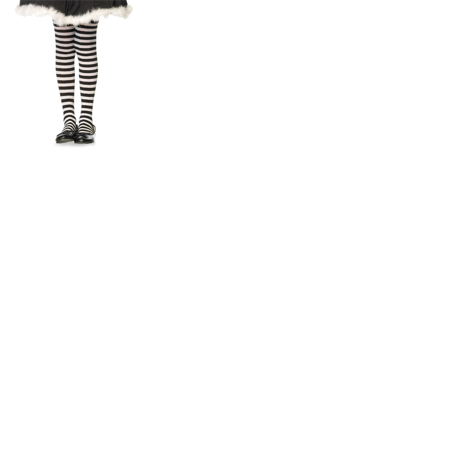 Black White Striped Child Tights 11-13