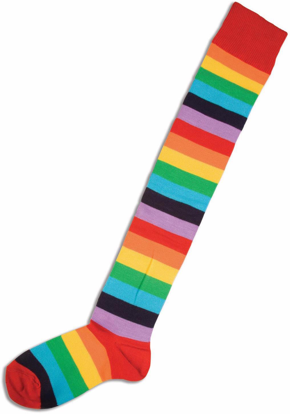 Striped Clown Rainbow Socks Adult Costume Accessory
