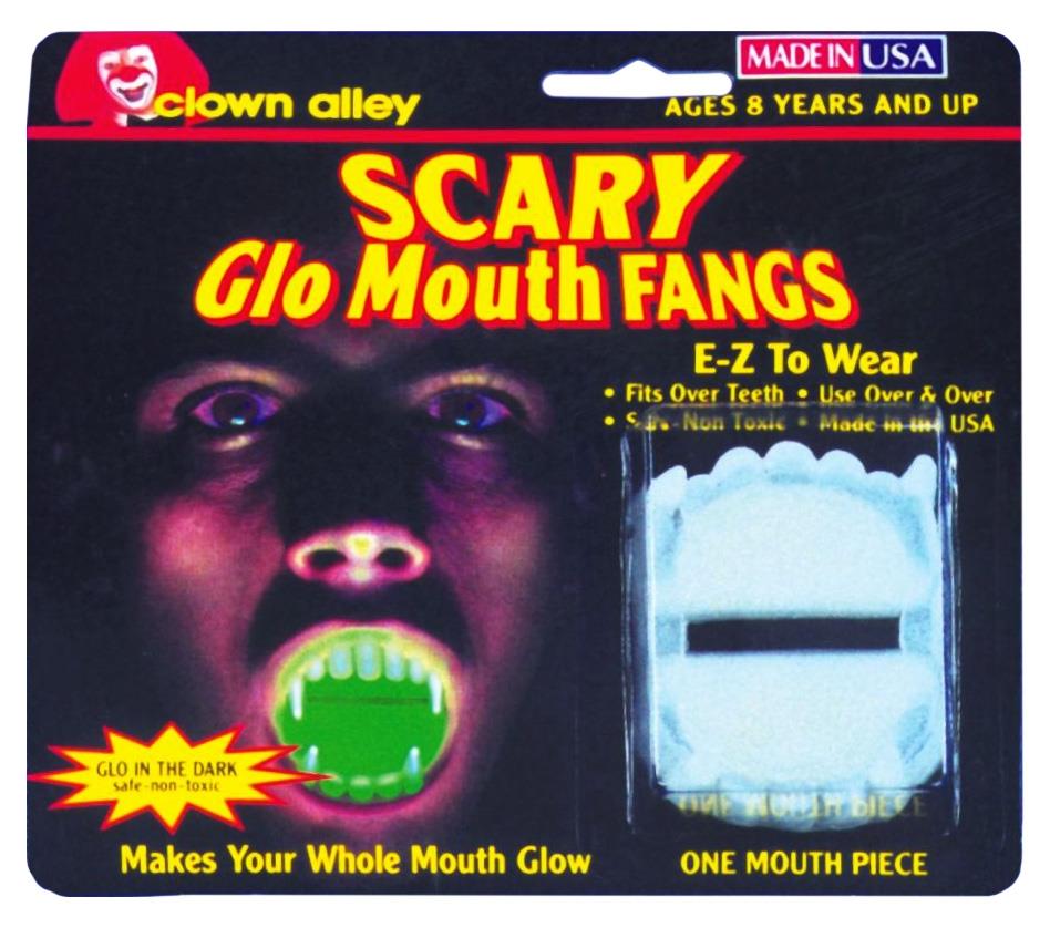 Glow in the Dark Plastic Fangs Adult Costume Accessory